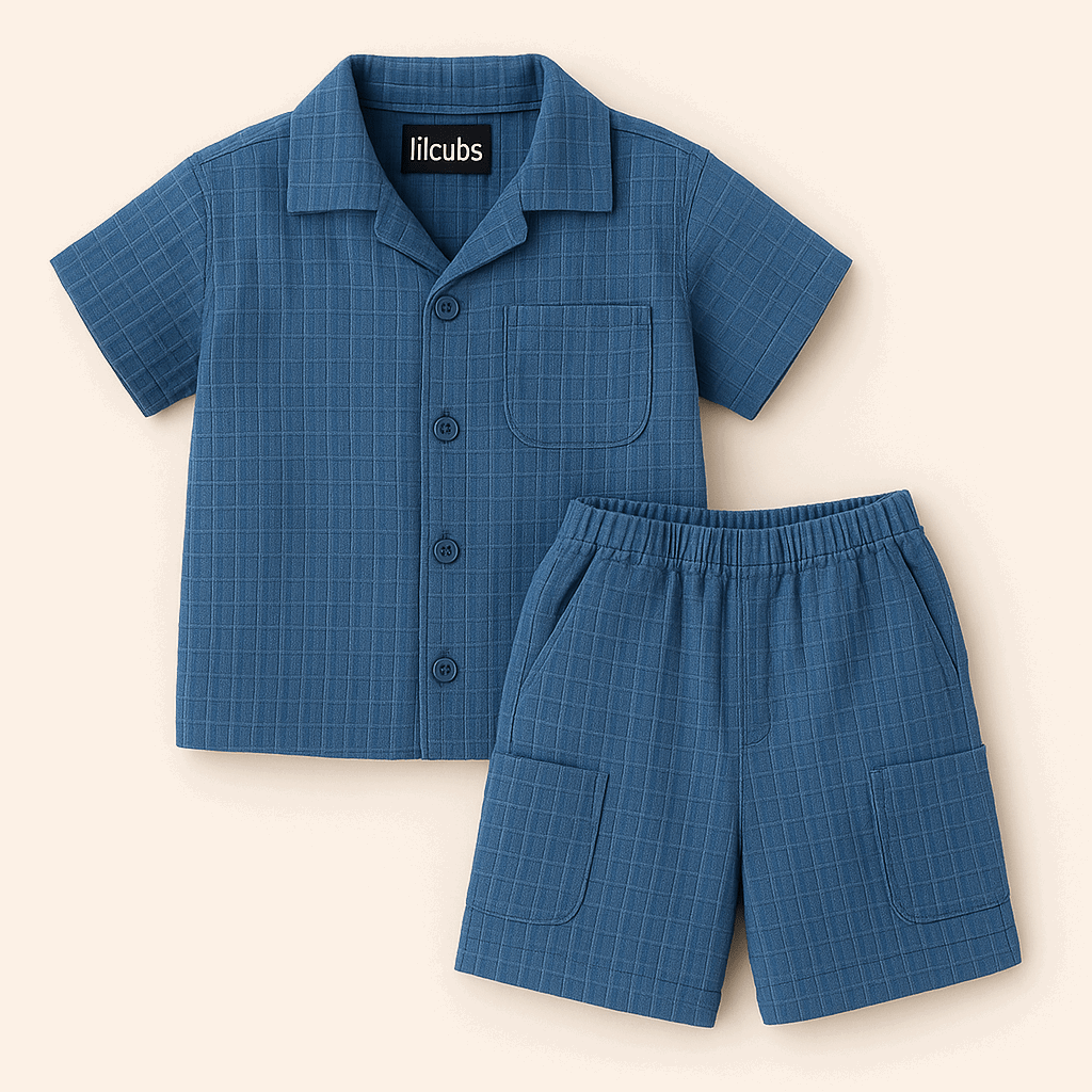 Lilcubs.pk Unisex Crinkle Cotton Cord Set – Signature Summer Collection (1 to 6 Years)