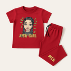 "Rich Girl" Graphic Kids Coord Set (Red)