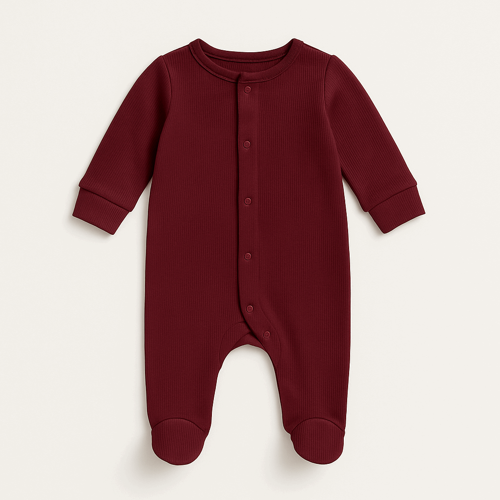 Baby Rib Fabric Footed Onesie 0 to 24 Months Soft Stretchy Sleepwear