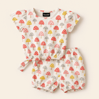 Mushroom Cotton Baby Girl Set – 2-Piece Top & Shorts (3M–3Y)