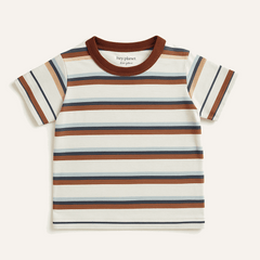 Boys Brown Striped Summer Coord Set – Cotton T-Shirt & Shorts