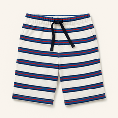 Boys Cartoon Two-Piece Summer Set – Navy Bunny Tee & Striped Shorts