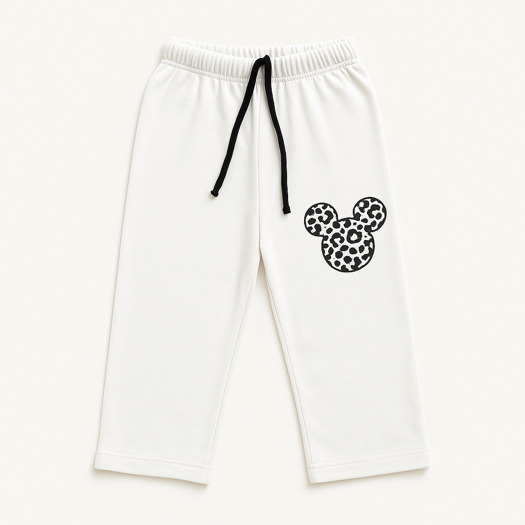 Girls White Two-Piece Cartoon Set – “Watcha Doin?” Print