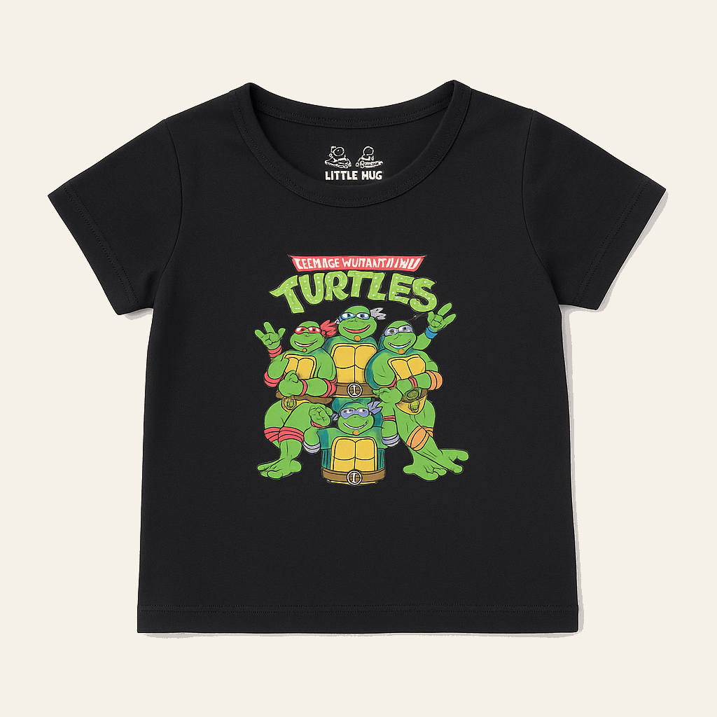 Ninja Turtles Black Kids T-Shirt – Cotton Tee (1–6 Yrs) | Lil Cubs PK