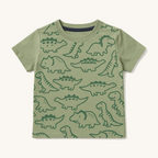 Boys Dinosaur Print Two-Piece Summer Set – Green Cotton Coord