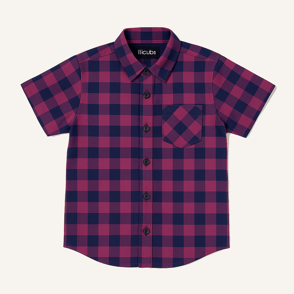 Boys Check Summer Shirt – Soft Cotton, Half Sleeves (1–12 Years) | Breathable Daily Wear | lilcubs.pk