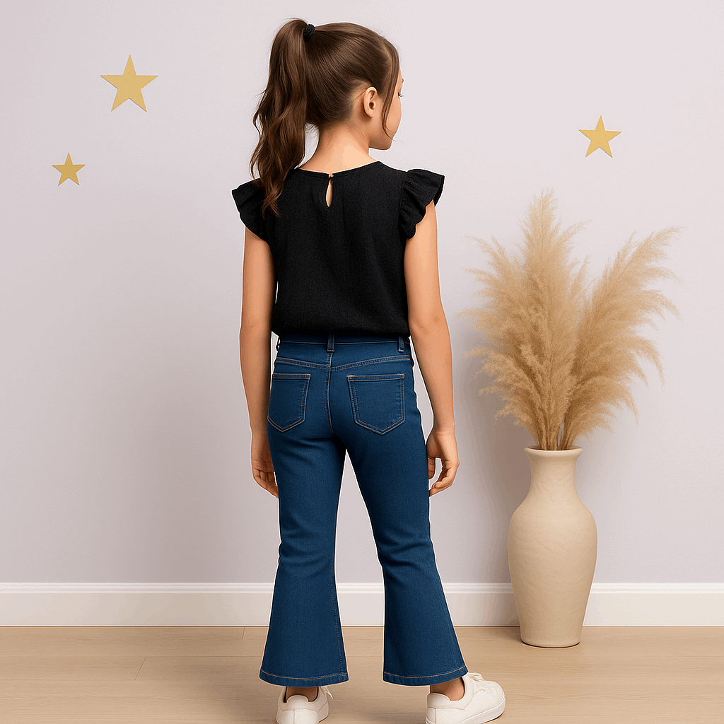 Girls Embroidered Butterfly Flapper Jeans – Premium Quality (Ages 1.5 to 10 Years)