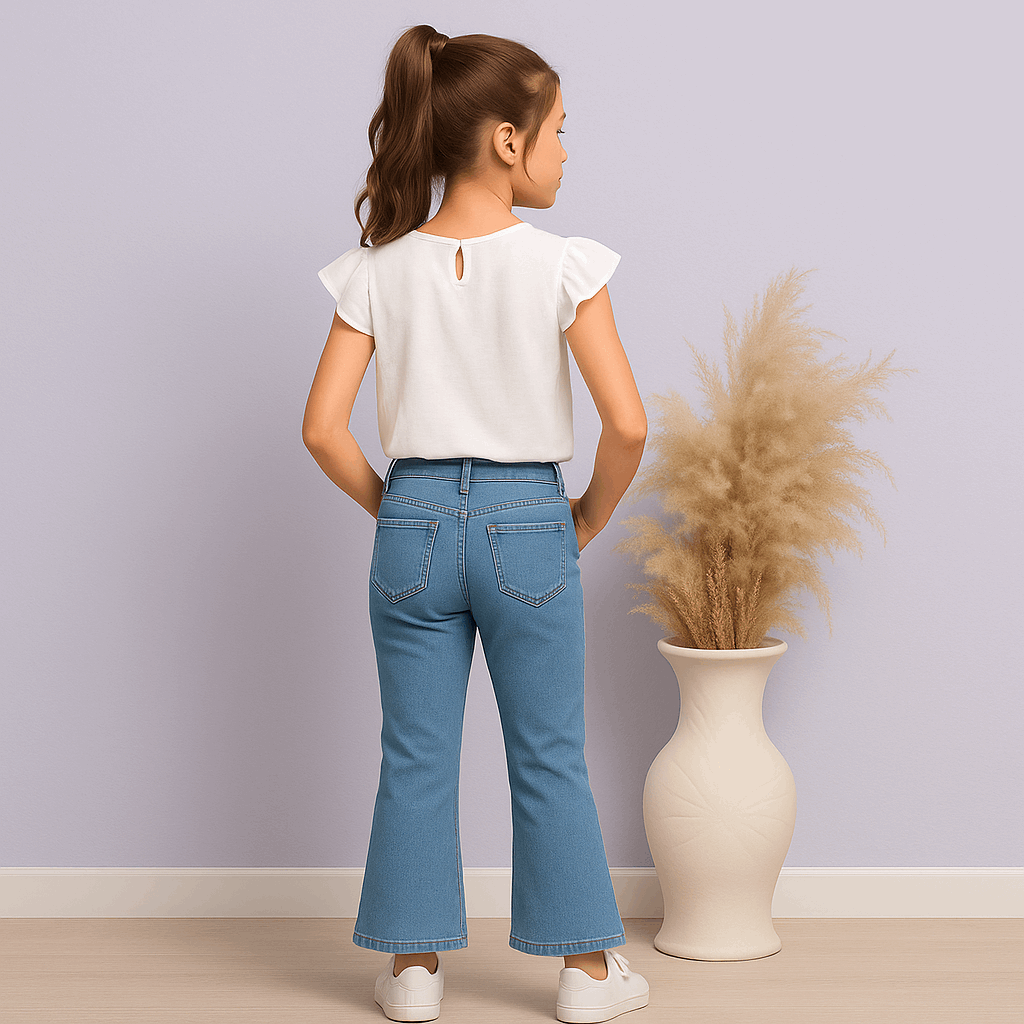 Girls Embroidered Butterfly Flapper Jeans – Premium Quality (Ages 1.5 to 10 Years)