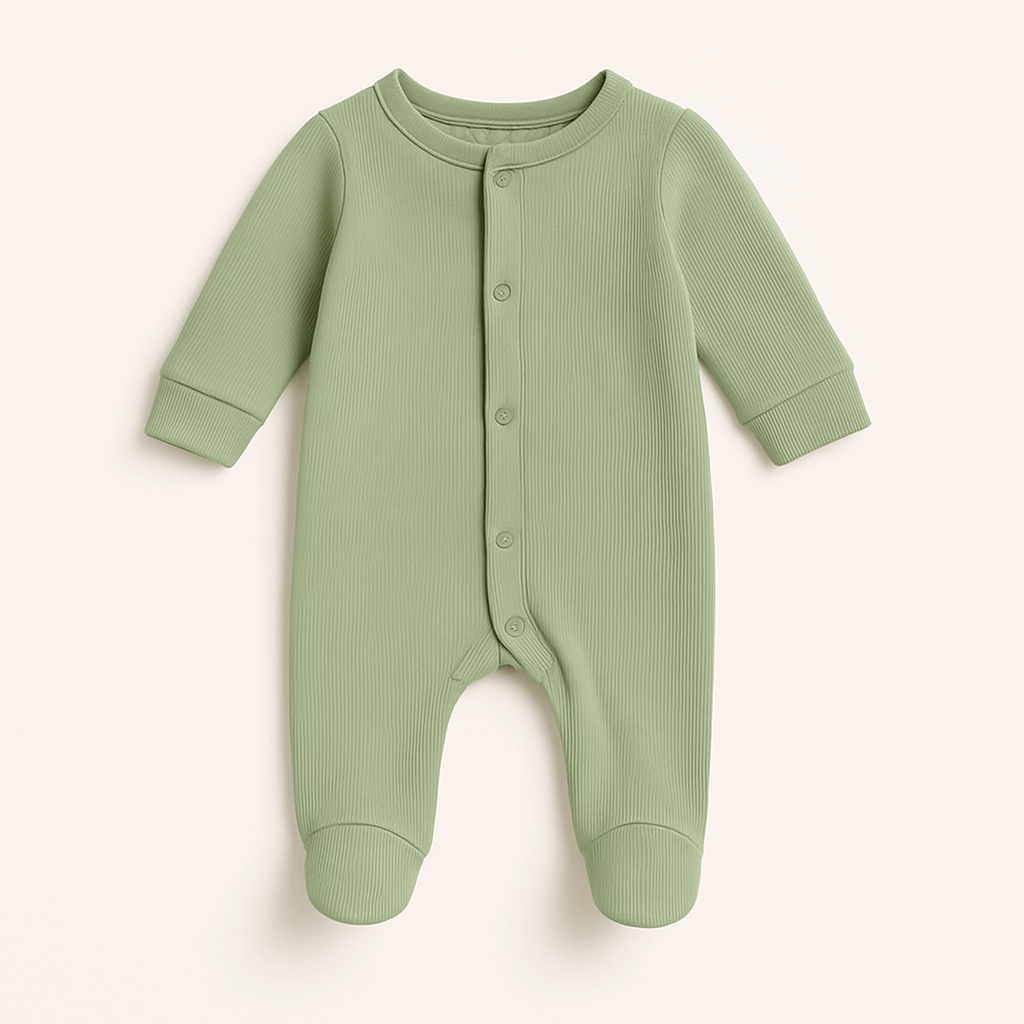 Baby Rib Fabric Footed Onesie 0 to 24 Months Soft Stretchy Sleepwear