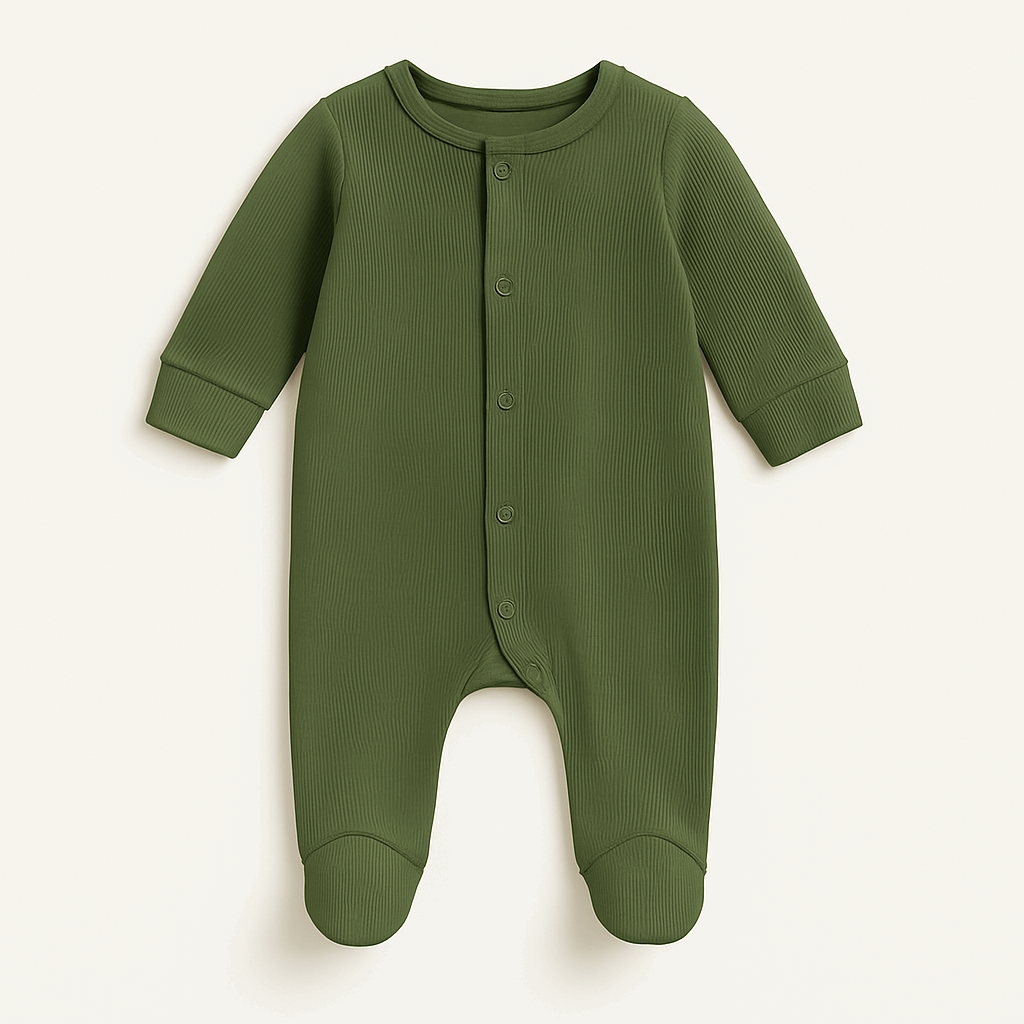 Baby Rib Fabric Footed Onesie 0 to 24 Months Soft Stretchy Sleepwear