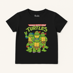 Boys Black Turtles Print T-Shirt – Imported Cotton, Half Sleeves (1–6 Years) | Fun Graphic Summer Tee | lilcubs.pk