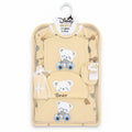 Lil Cubs 11 piece newborn bear starter set in light yellow cotton fabric arranged as complete laydown baby clothing Pakistan set for newborn babies