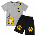 LilCubs grey and black little tiger 2 piece summer coord set for kids with jersey cotton t-shirt and shorts