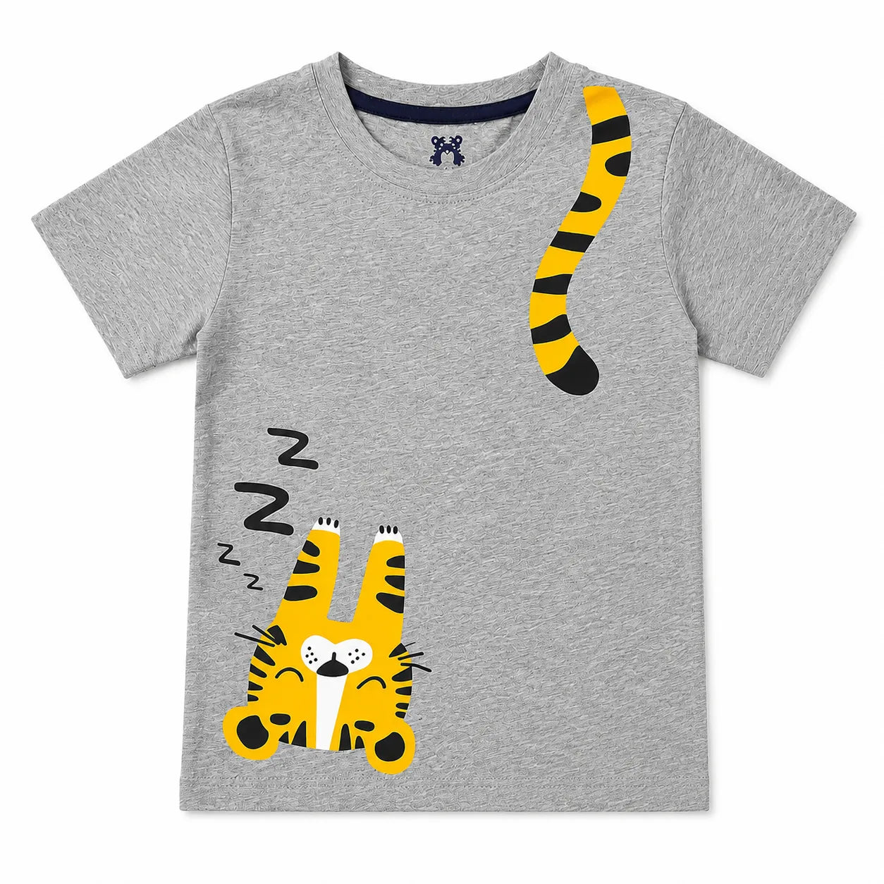 LilCubs grey and black little tiger 2 piece summer coord set for kids with jersey cotton t-shirt and shorts