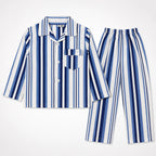 Blue and white striped cotton summer night suit for kids by Lil Cubs