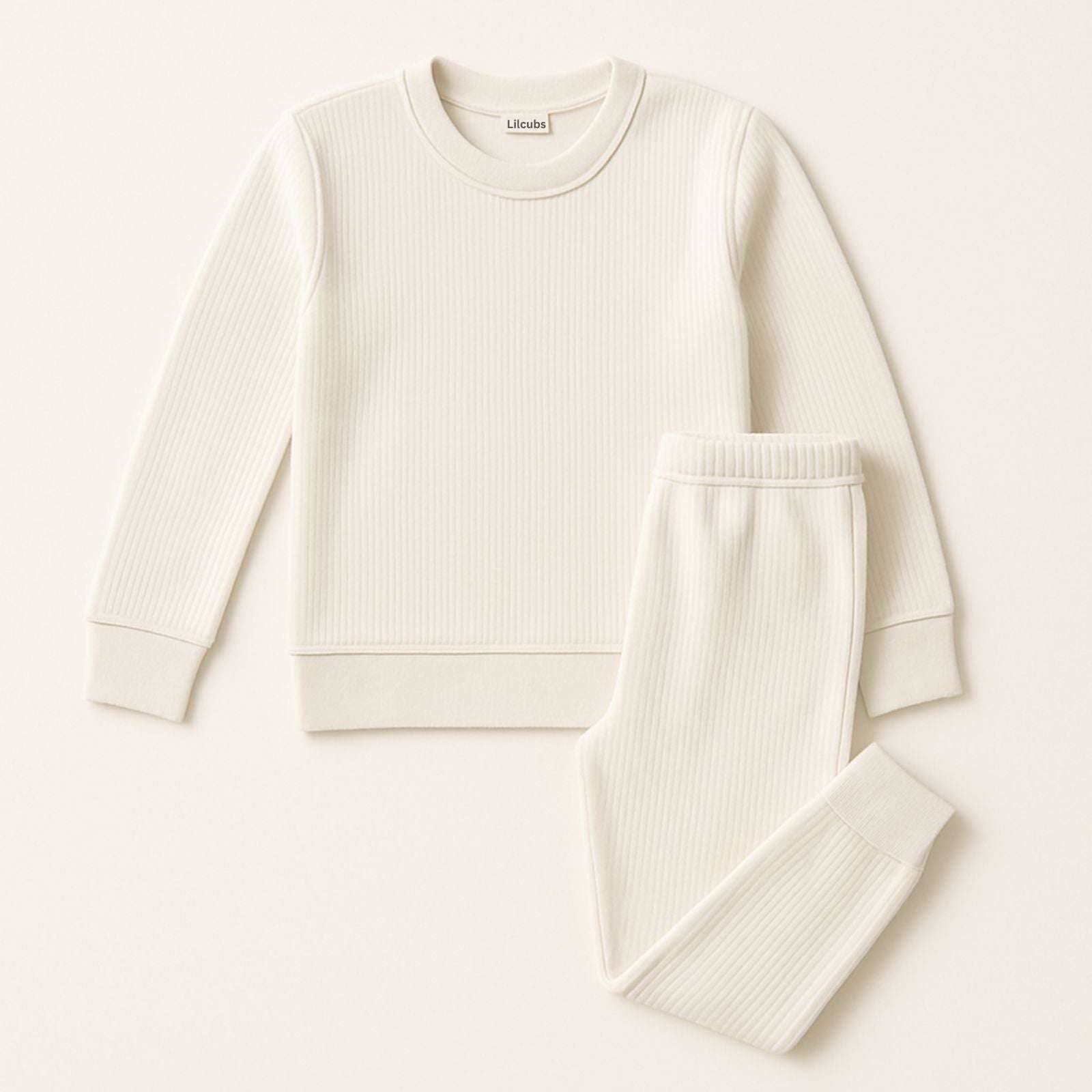 Kids warm thermal suit set in soft stretchable micro fleece – shirt and trouser basic winter essential