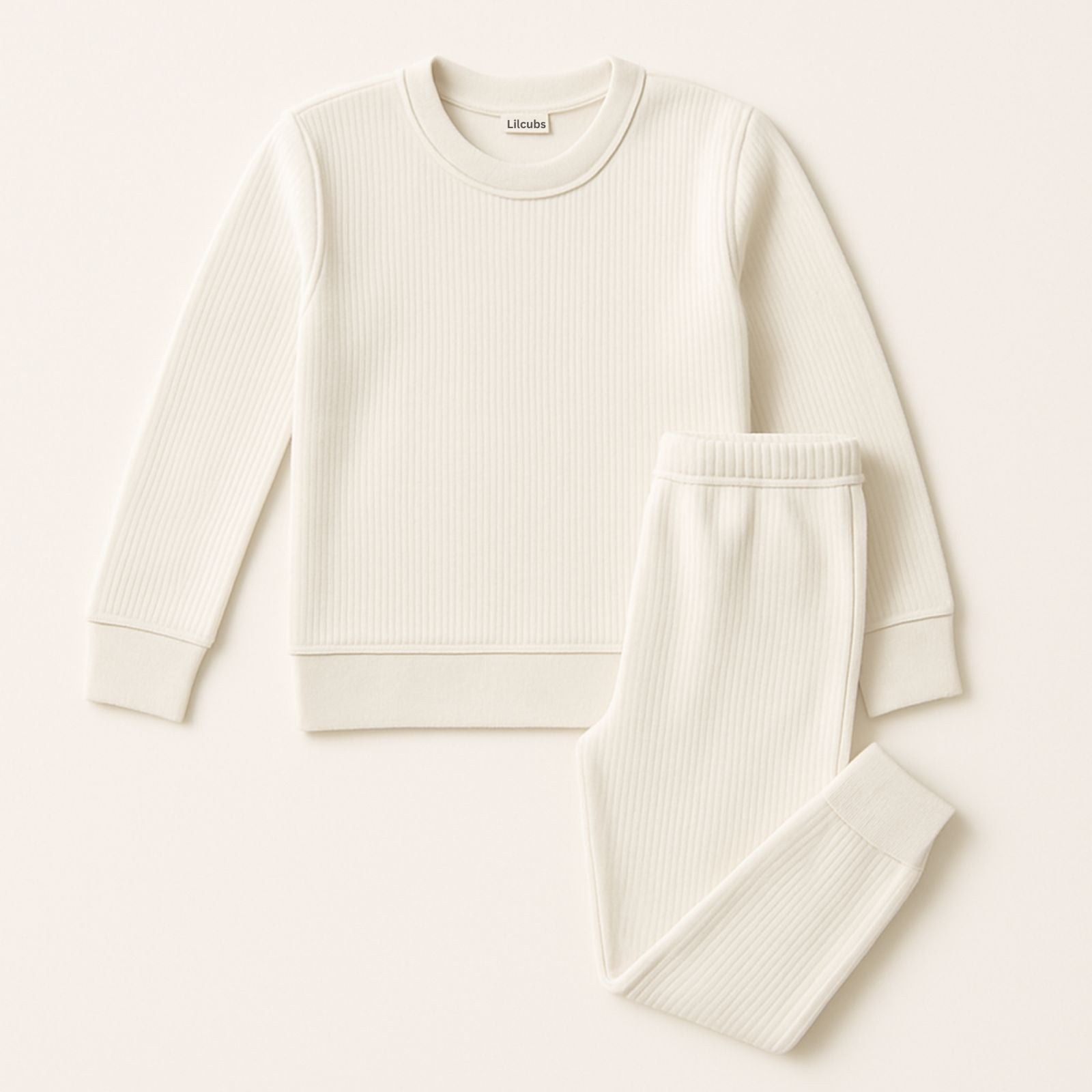 Kids warm thermal suit set in soft stretchable micro fleece – shirt and trouser basic winter essential