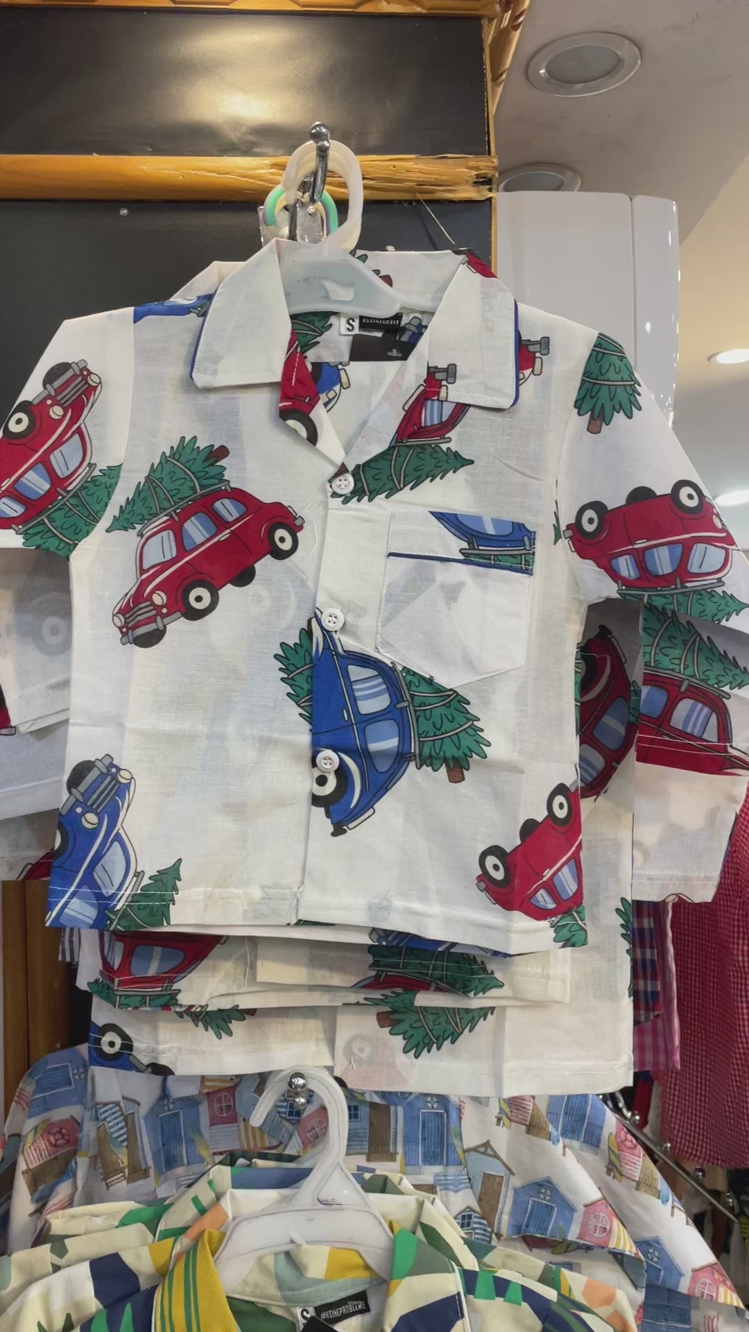 Kids cotton pajama set for ages 1-5 in dinosaur, car, unicorn, and more prints