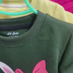 Kids “Cuddly Bunny” Sweatshirt & Jogger Set – Forest Green (Girls 1–12 Years)