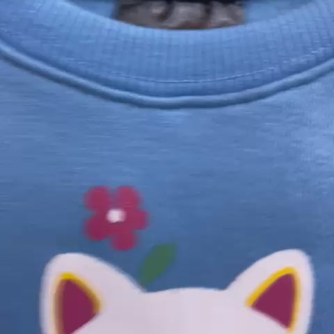 Floral Kitty Sweatshirt & Daisy Jogger Set – Girls 1–12 Years