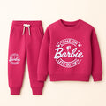 Girls Pink Barbie Fleece Tracksuit – Sweatshirt & Joggers Set - Lil' Cubs