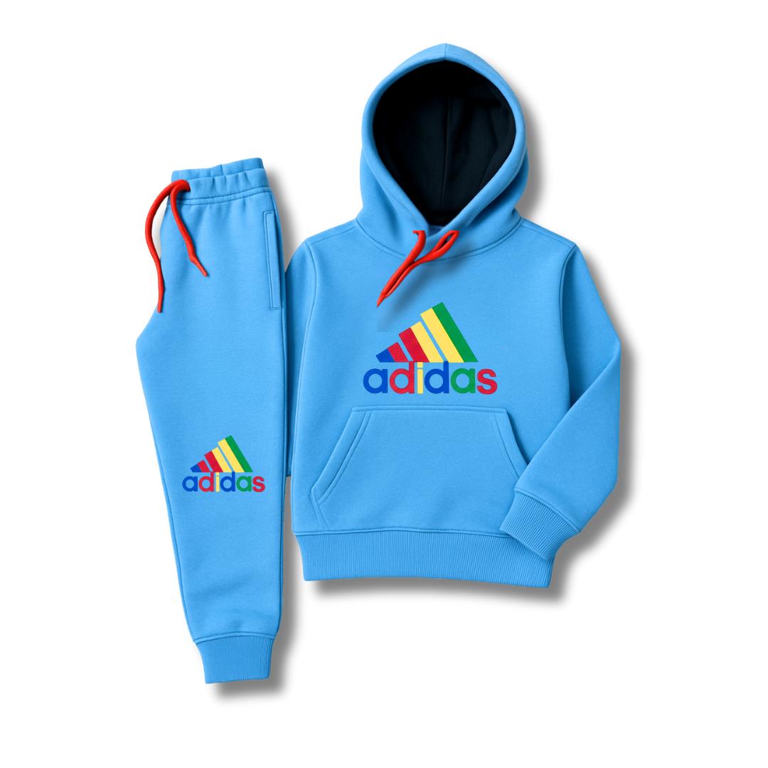 Lil' Cubs sky blue boys' winter hoodie and jogger tracksuit set for ages 1-12, featuring a cozy hooded sweatshirt and matching joggers.