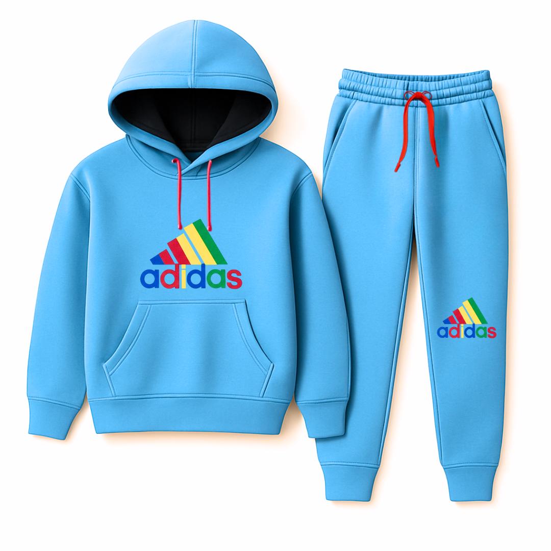 Branded Sky Blue Boys Winter Hoodie Tracksuit – Hoodie & Jogger Set (1–12 Years)