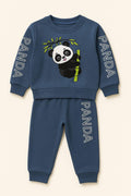 Lil' Cubs Panda Love kids fleece tracksuit set with cozy sweatshirt and joggers for boys aged 1 to 12 years.