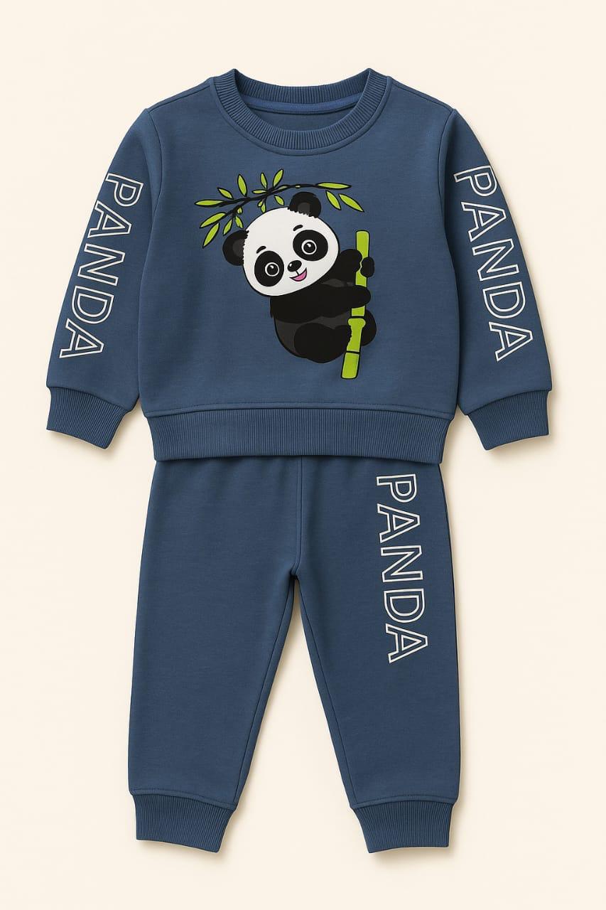Lil' Cubs Panda Love kids fleece tracksuit set with cozy sweatshirt and joggers for boys aged 1 to 12 years.