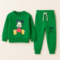 Green Winter Fleece Tracksuit with Mickey Mouse Print | 2-Piece Outfit - Lil' Cubs