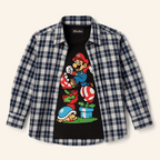 Super Mario Black Combo – Navy Check Double Shirt Set Lilcubs